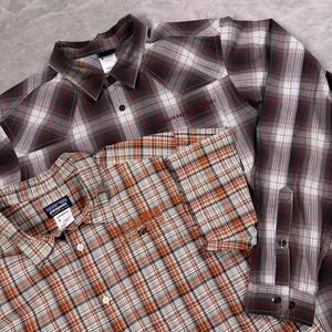 Patagonia Mens Plaid Button Down Shirts (Lot of 2 ) Embroidered Logo Size L